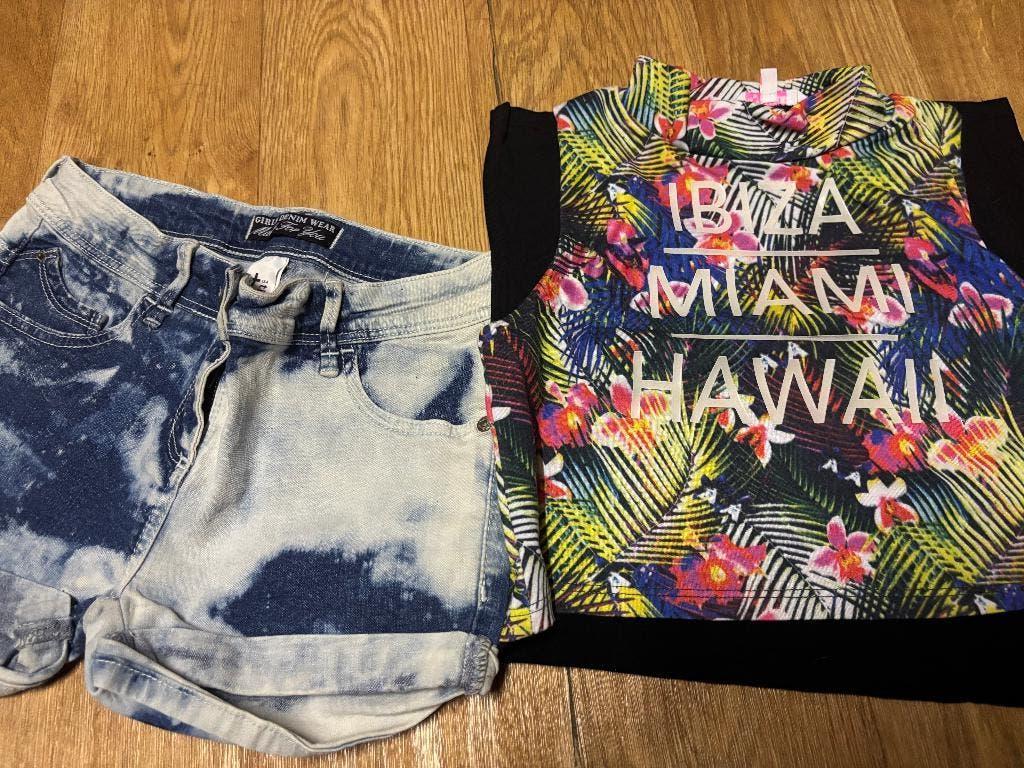 Cool cat zomer jurk en korte denim broekje set 146/152, Verzenden, Zo goed als nieuw, Meisje