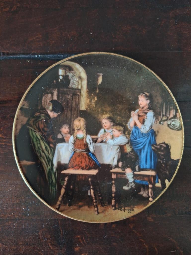 W. BAREUTHER SKAARUP Porseleinen Wandbord "Beim Abendgebet", Ophalen of Verzenden