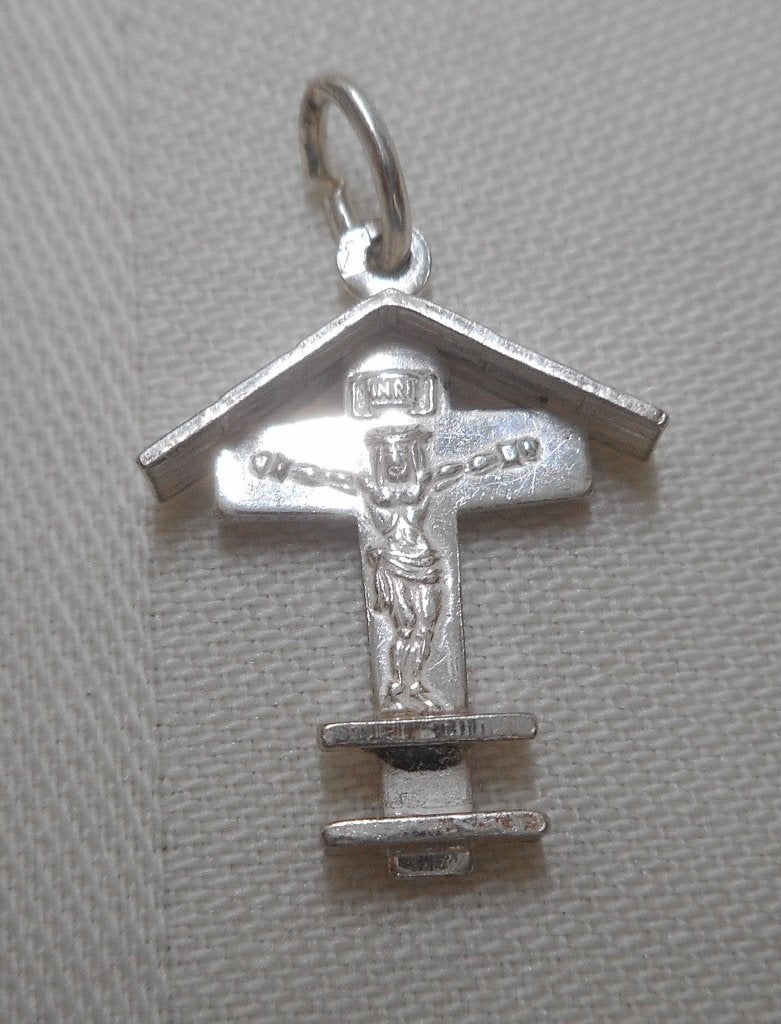 Zilveren vintage hanger kruisje nr.1733, Sieraden, Tassen en Uiterlijk, Kettinghangers, Verzenden, Zo goed als nieuw, Kruis of Symbool