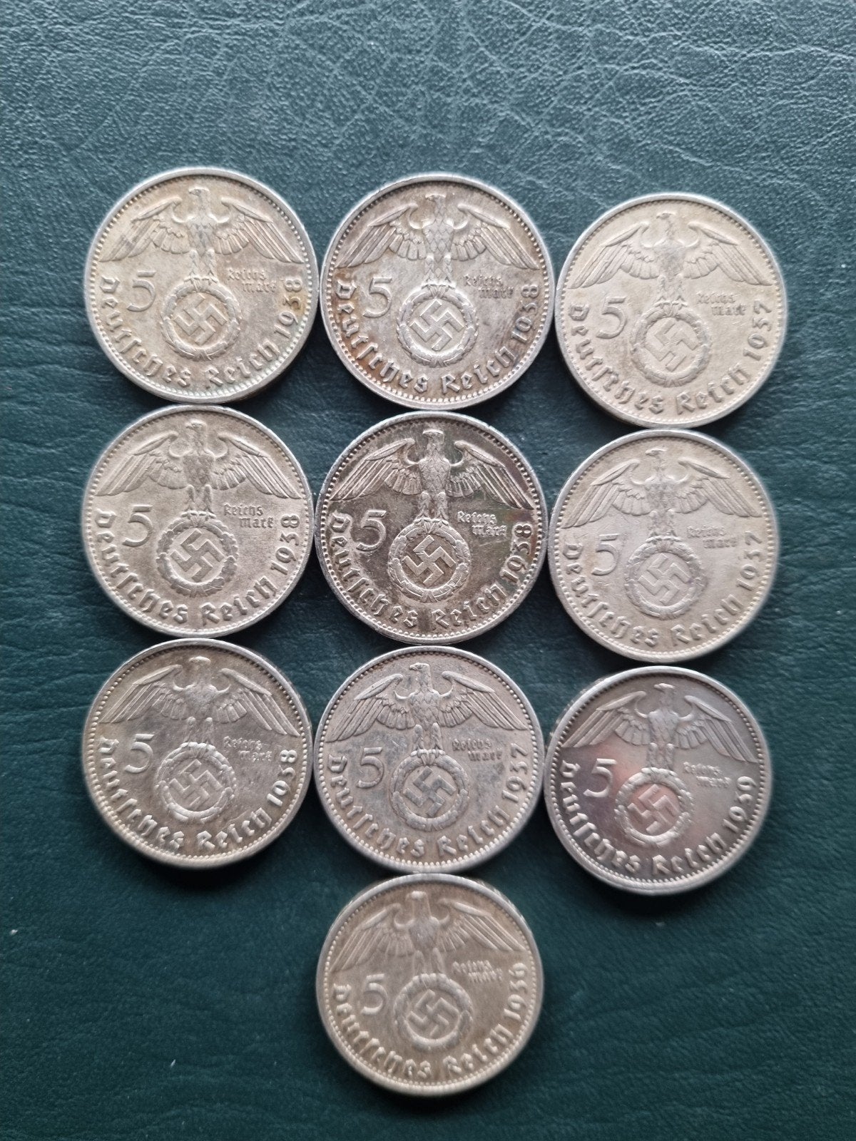 Duitsland 10 stuks 5 reichsmark zilver type 1936-1939, Ophalen of Verzenden, Duitsland, Zilver