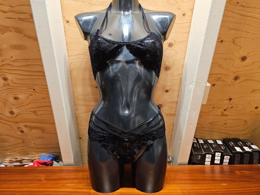 Rimba Lingerie Setje Zwart - BH en String met Straps, Rimba, Ophalen of Verzenden, Zwart, Setje