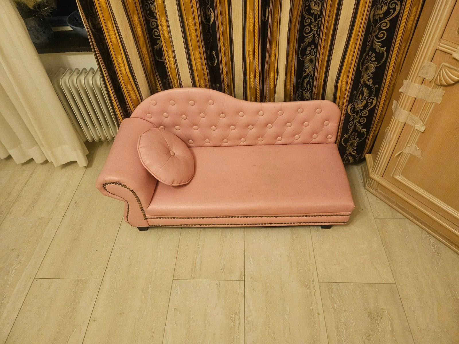 Compleet Kinderset in Roze chesterfield style kunstleer., Ophalen, Gebruikt, Overige typen