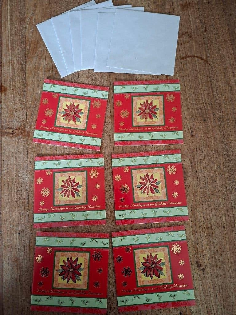 Zes kerstkaarten met bijpassende envelop, Diversen, Ophalen of Verzenden, Nieuw