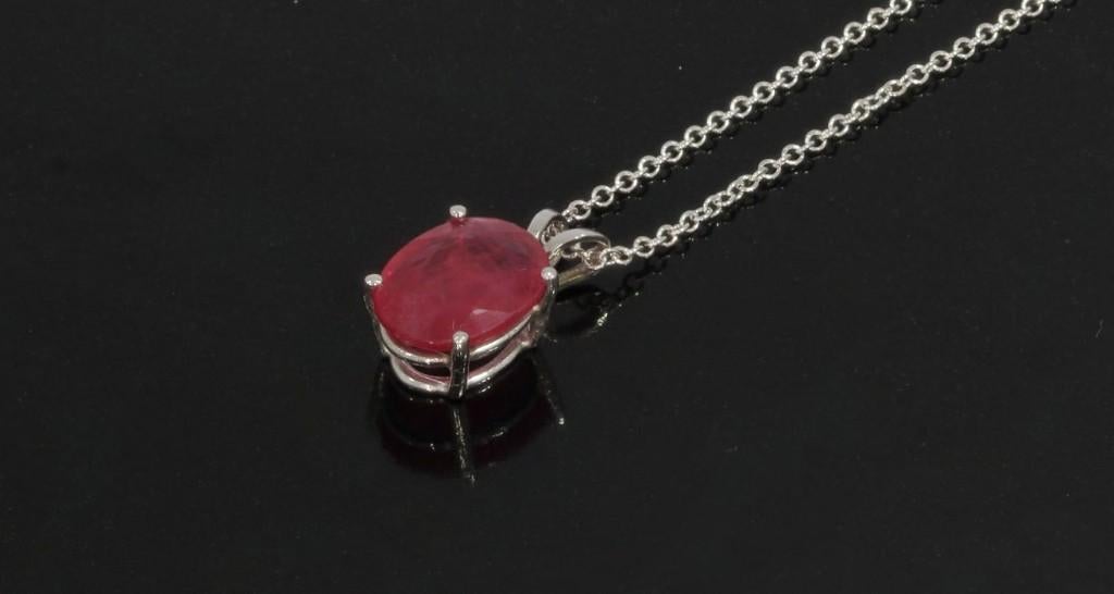 Robijn AIG certificaat 14k gouden ketting en hanger dames, Voordeelsieraden, Verzenden, Zo goed als nieuw, Met edelsteen