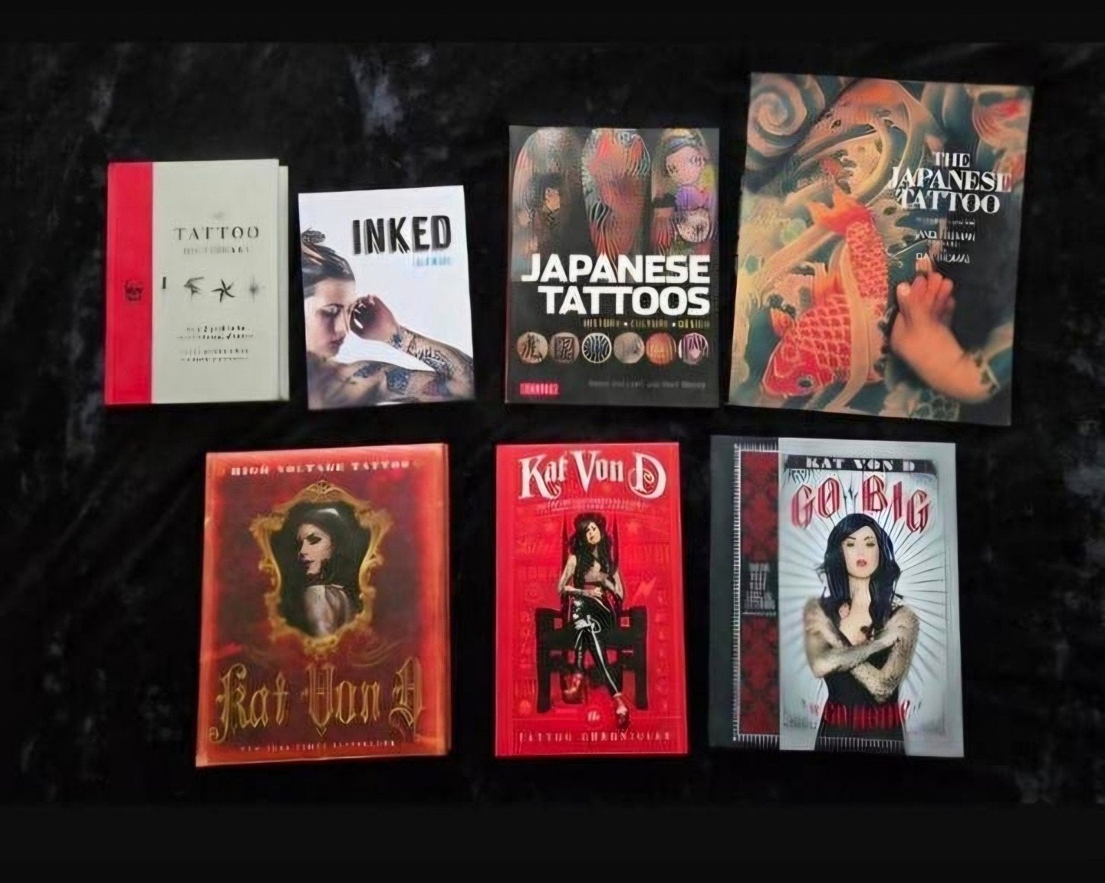 7 stuks TATTOO boeken o.a Kat on D van  LA ink en Japans, Boeken, Ophalen of Verzenden, Zo goed als nieuw, Overige onderwerpen