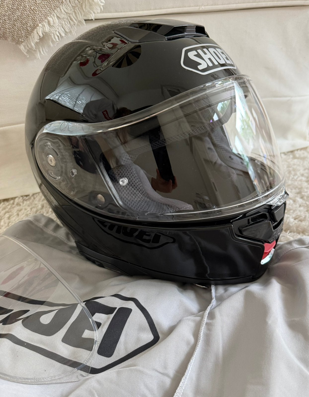 Shoei Neotec 3 Gloss Black XS  + Pinlock EVO, Motoren, Kleding | Motorhelmen, Ophalen, XS, Systeemhelm, Shoei