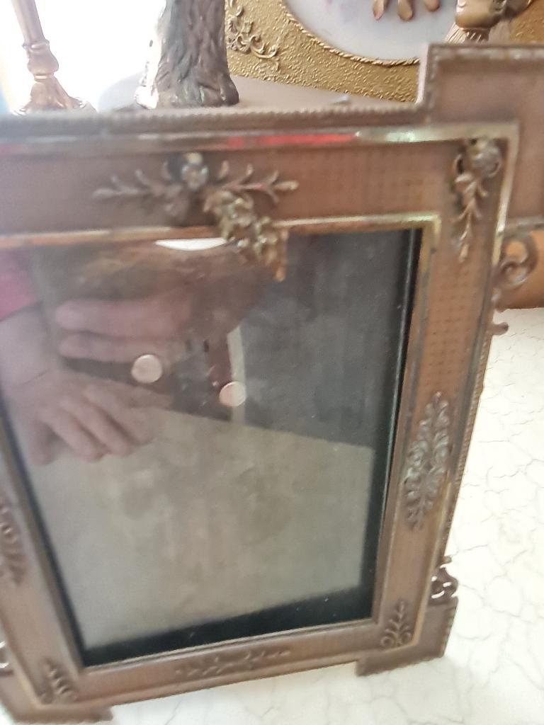 Antieke bronzen fotolijst met glas, Heikant 21 Kaatsheuvel, Gebruikt, Belle Vieille Brocante, Ophalen of Verzenden