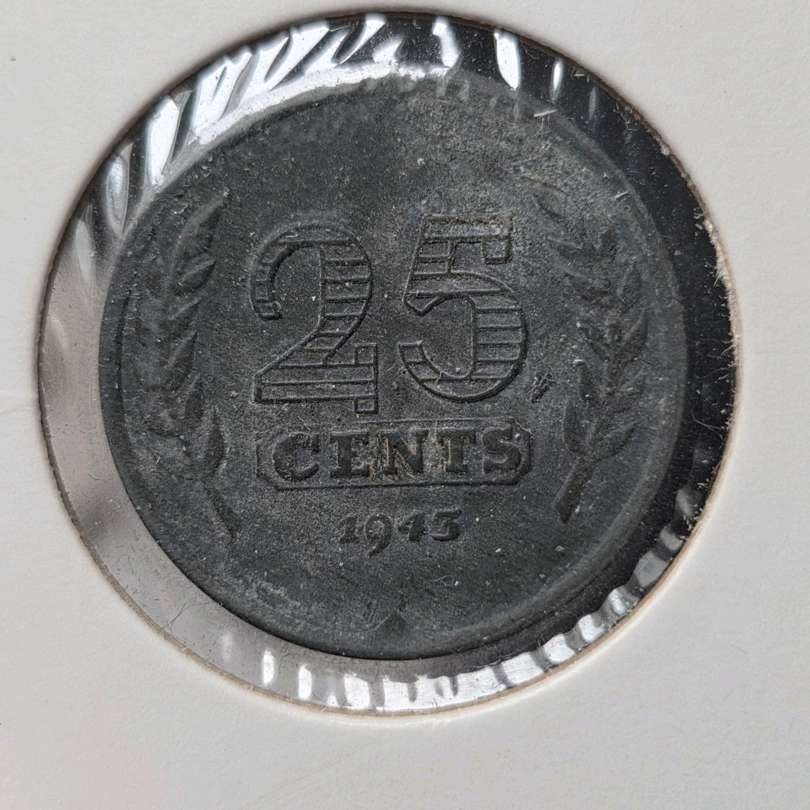 25 cent 1943 Nederland, Verzenden, Koningin Wilhelmina, 25 cent, Losse munt