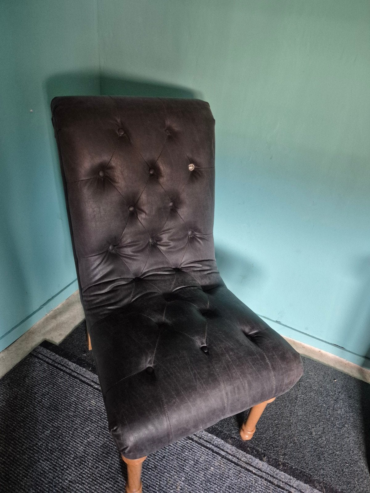 riviera maison (luie) mooie stoel leer donkergrijs/, Ophalen, Eenpersoons, Minder dan 75 cm, Leer
