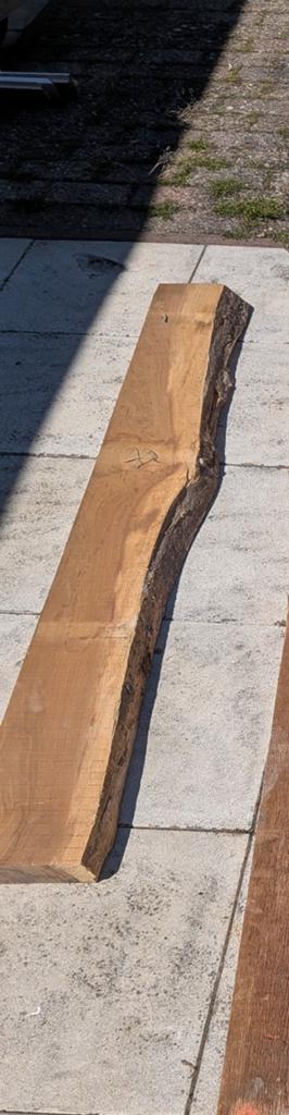 Massieve Eiken Plank met Natuurlijke Rand - Onbehandeld, Ophalen, Gebruikt, 25 tot 50 mm, Eiken