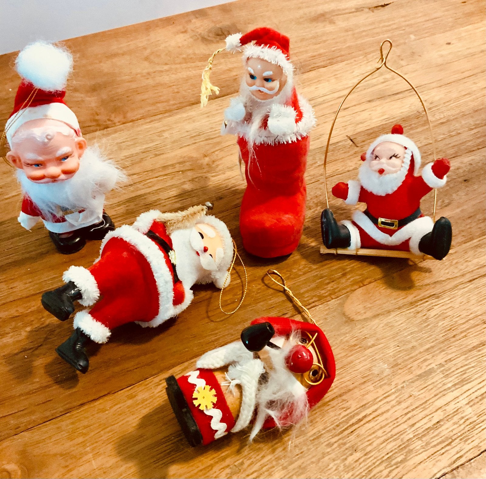 Vintage kerstmannen set, Ophalen of Verzenden, Gebruikt
