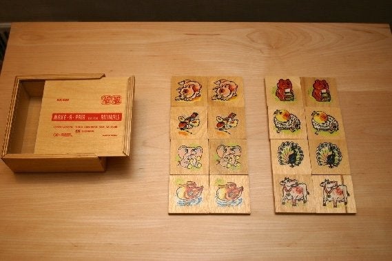 NIEUW: houten kinder memory spel in doosje; dierenplaatjes, Ophalen of Verzenden, Nieuw