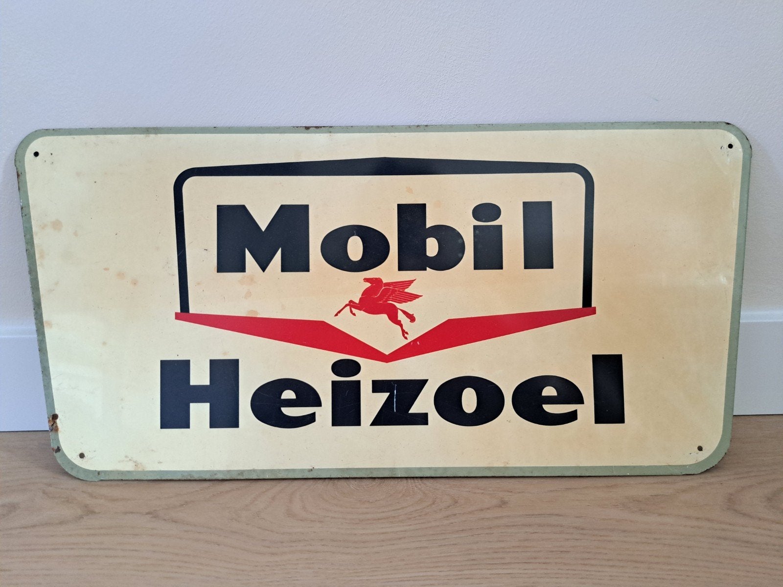 Reclamebord Mobiloil blik , geen emaille reclame, Ophalen of Verzenden, Gebruikt, Reclamebord
