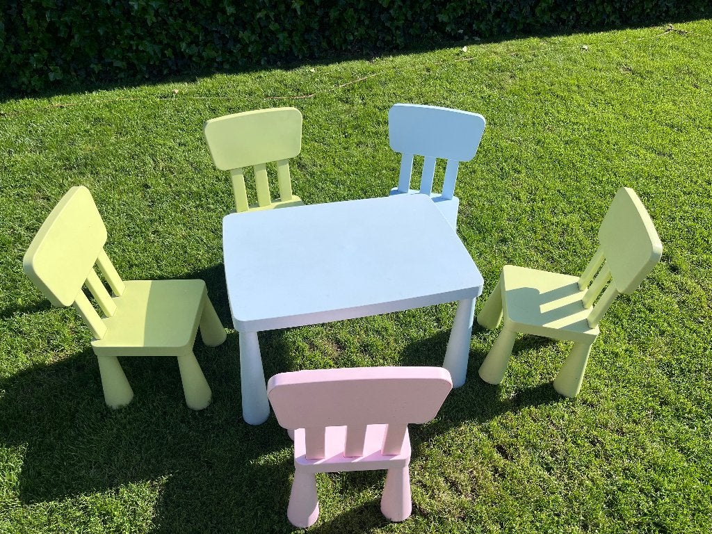 IKEA mammut kindertafel en stoelen, Ophalen, Zo goed als nieuw, Tafel(s) en Stoel(en)