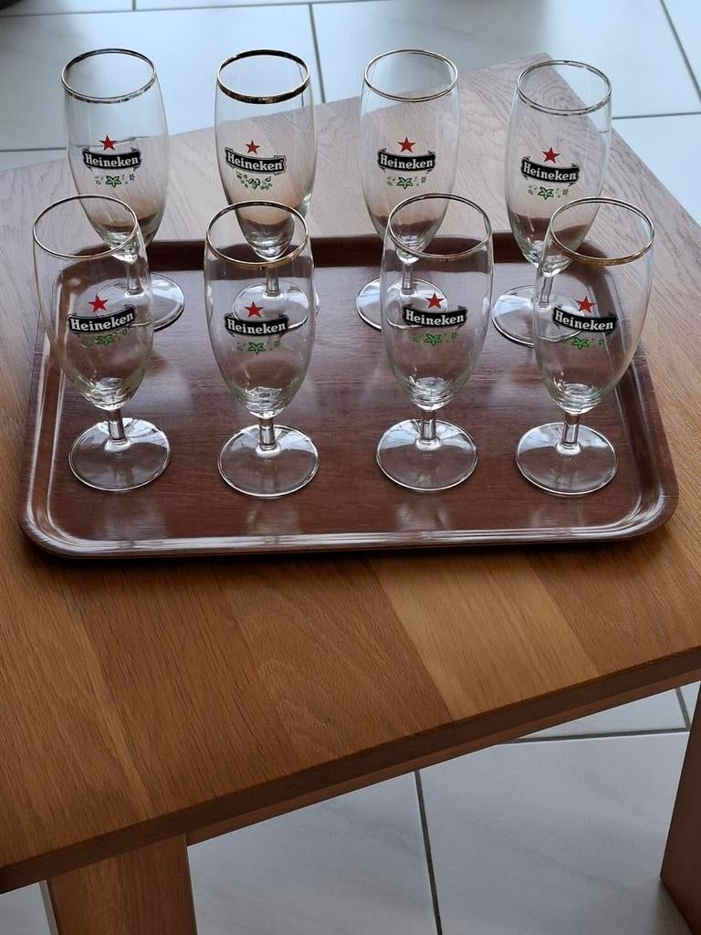 Te koop 8 heineken bier glazen, Ophalen, Zo goed als nieuw, Bierglas