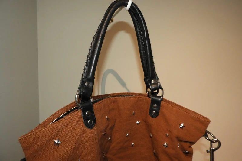 Rika grote ruime schoudertas hardware sterren bekleding, Overige merken, Gebruikt, Bruin, Verzenden