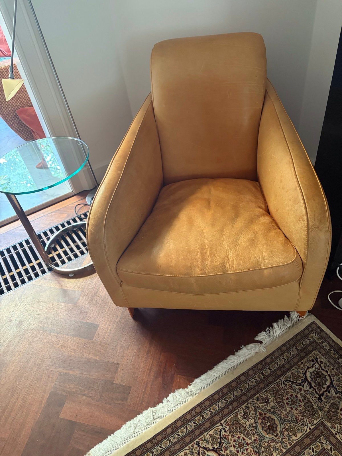 Molinari Leren Fauteuil - 90x80 cm, Ophalen, Gebruikt, Minder dan 75 cm, Leer