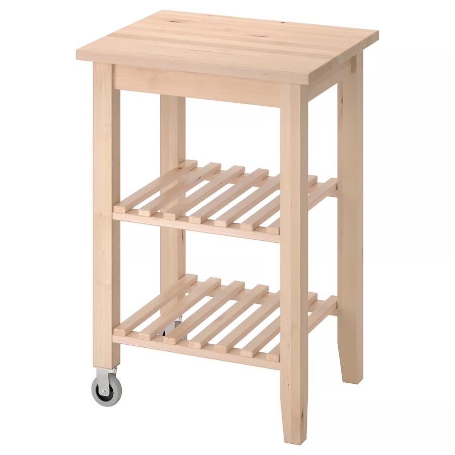 Bekvam IKEA roltafel berken, Huis en Inrichting, Tafels | Bijzettafels, Zo goed als nieuw, Rechthoekig, 60 cm of meer, Minder dan 55 cm