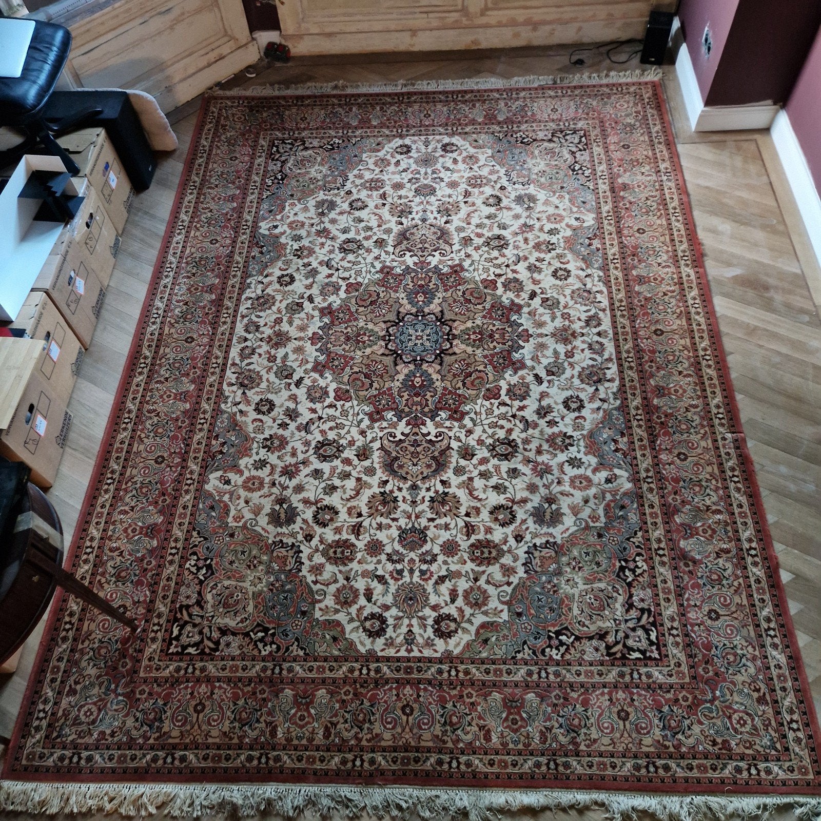 Groot Perzisch tapijt 250x350 cm, Huis en Inrichting, Stoffering | Tapijten en Kleden, Ophalen, Gebruikt, Blauw, 200 cm of meer