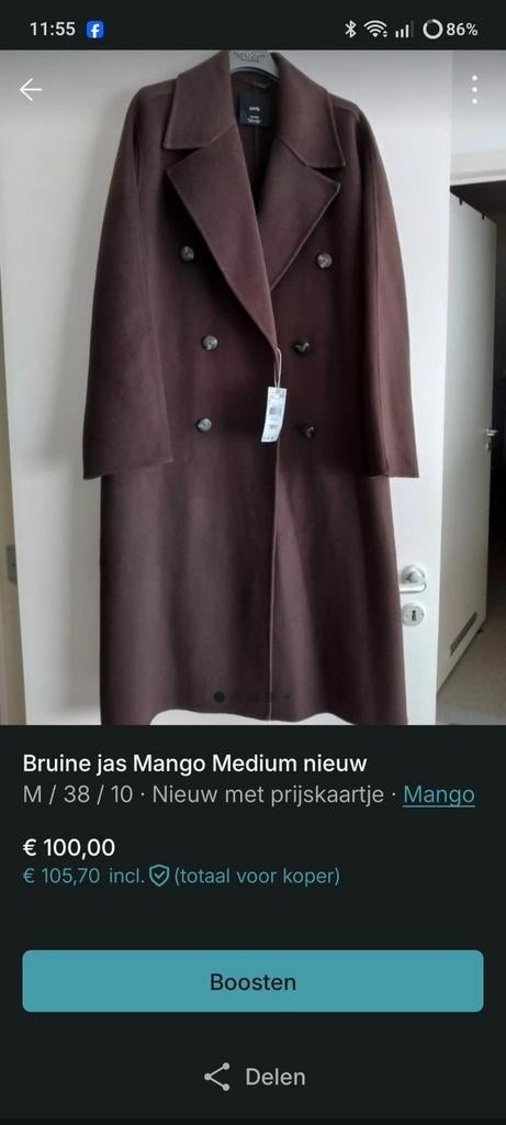Nieuwe Mango Bruine Jas Maat M, Mango, Bruin, Nieuw, Ophalen