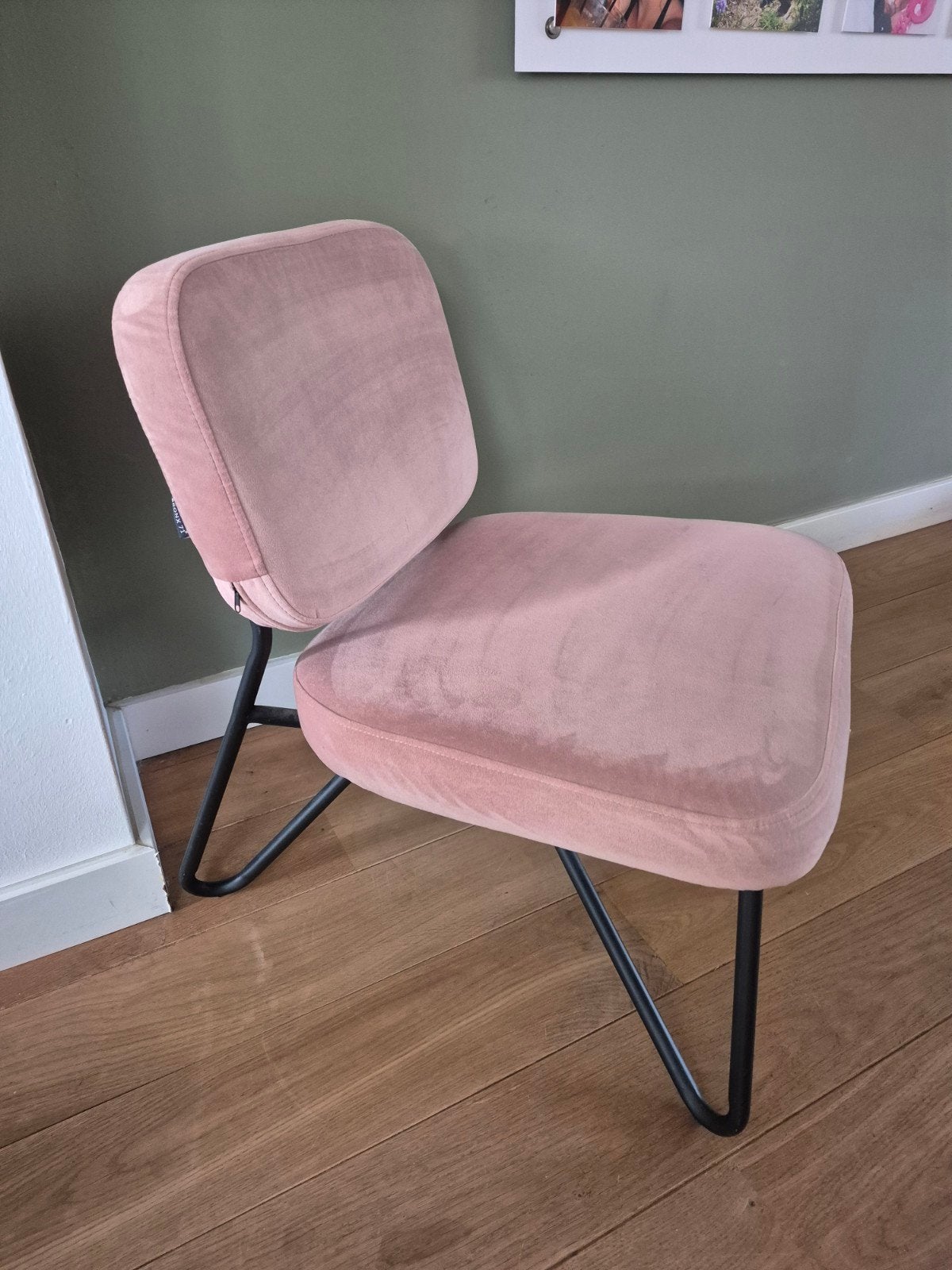 Roze fluwelen stoel van Bronx 71, Huis en Inrichting, Stoelen, Ophalen, Overige kleuren, Zo goed als nieuw, Stof