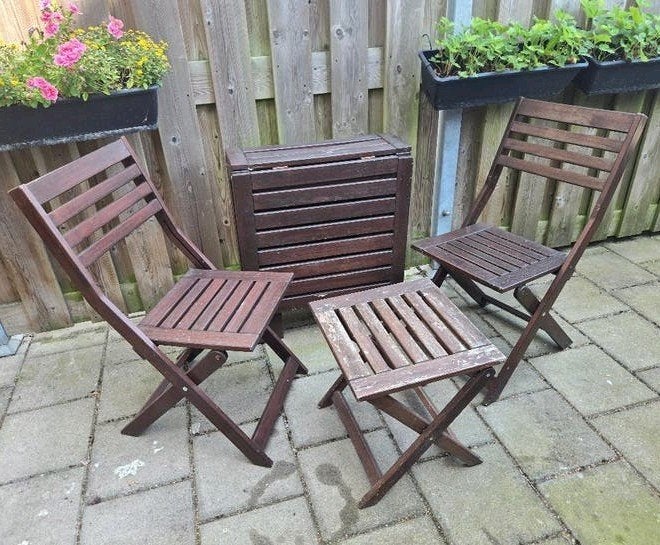 IKEA NÄMMARÖ - Tuinset - 2 klapstoelen en een klaptafel, Tuin en Terras, Gebruikt, Tuinset, Hout, Ophalen