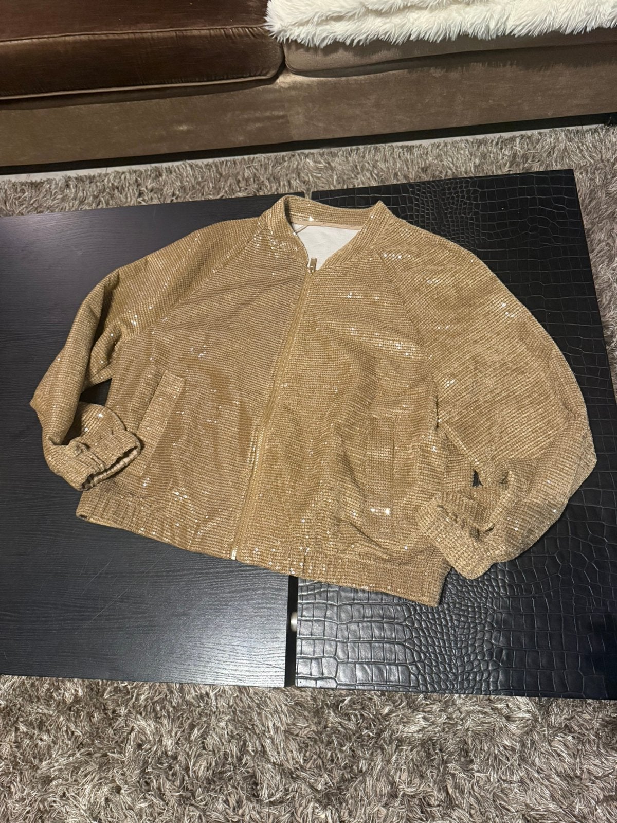 Goud bling jasje xl, Ophalen of Verzenden, Zo goed als nieuw, Maat 46/48 (XL) of groter, Overige kleuren