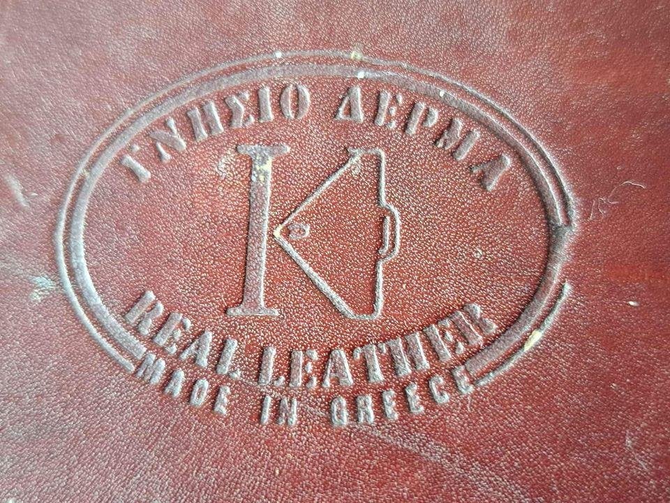 Antieke grote lederen tas, in dik leder, 57 cm, Antiek en Kunst, Antiek | Kleding en Accessoires, Ophalen of Verzenden, Dames