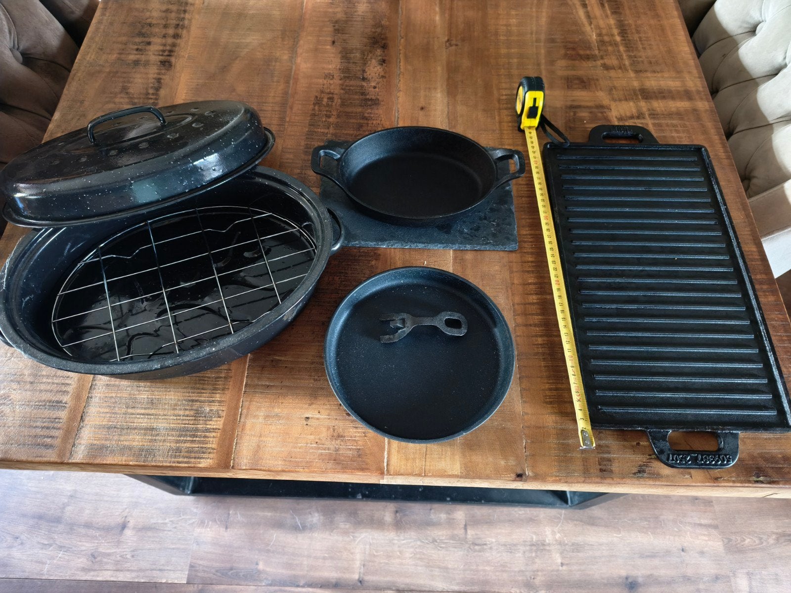 Diverse BBQ gietijzeren schalen, Ophalen, Gebruikt
