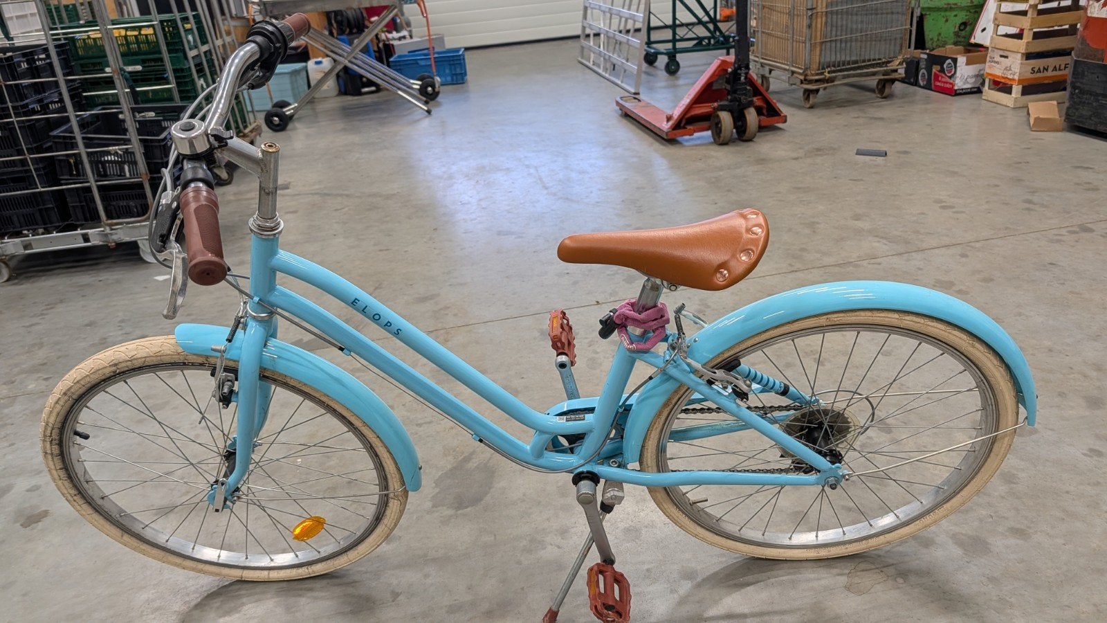 Elops Stadsfiets - Lichtblauw met 6 Versnellingen, Gebruikt, Velgrem, Versnellingen, 50 tot 53 cm