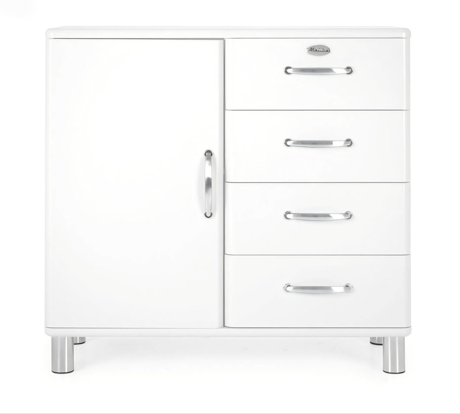 Kast Malibu Dressoir - Wit met lades en deur, Huis en Inrichting, Ophalen, Gebruikt, 50 tot 100 cm, Minder dan 100 cm