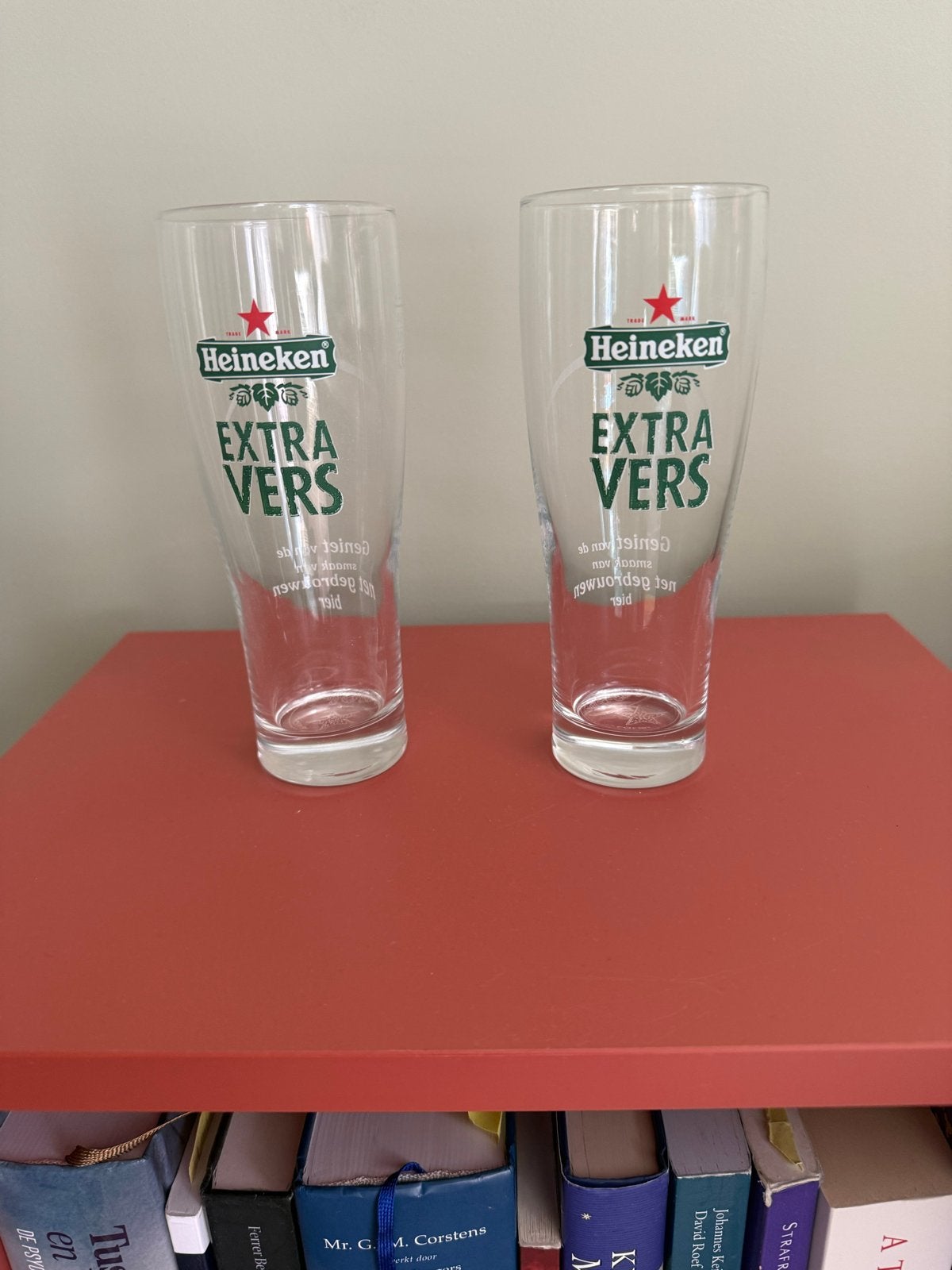 2 Heineken Extra Vers bierglazen, Ophalen of Verzenden, Overige merken, Glas, Overige typen