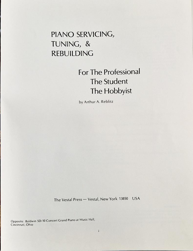 Boek over pianorestauratie e.d.  A. Reblitz, Muziek en Instrumenten, Instrumenten | Toebehoren, Ophalen of Verzenden, Zo goed als nieuw