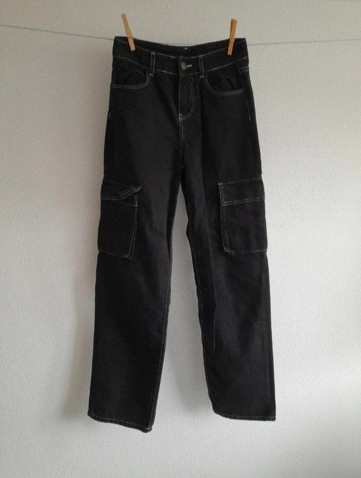 broek Bershka, Zwart, W27 (confectie 34) of kleiner, Gedragen, Bershka