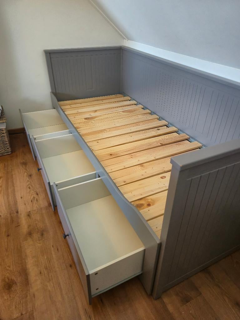Ikea HEMNES Bedbank met 3 lades – zo goed als nieuw, Huis en Inrichting, Slaapkamer | Bedden, Ophalen, Wit, Tweepersoons, Zo goed als nieuw