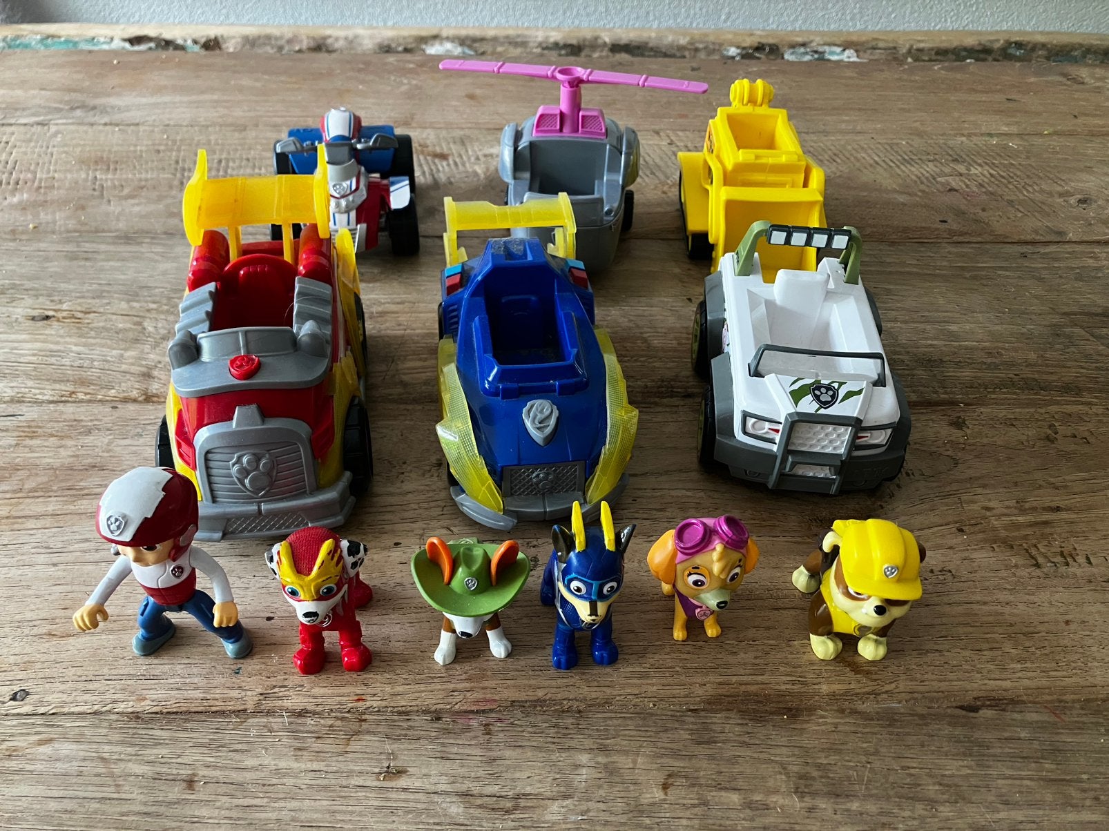 6 Paw patrol autos met losse pup, Ophalen of Verzenden, Gebruikt