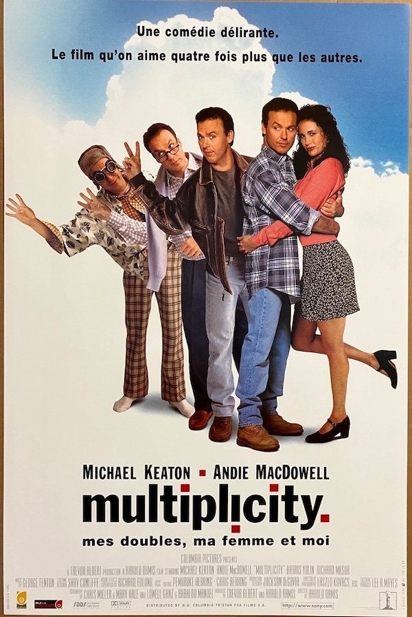 Multiplicity (1996) - Originele filmposter, Verzamelen, Ophalen of Verzenden, Zo goed als nieuw, A1 t/m A3, Film en Tv