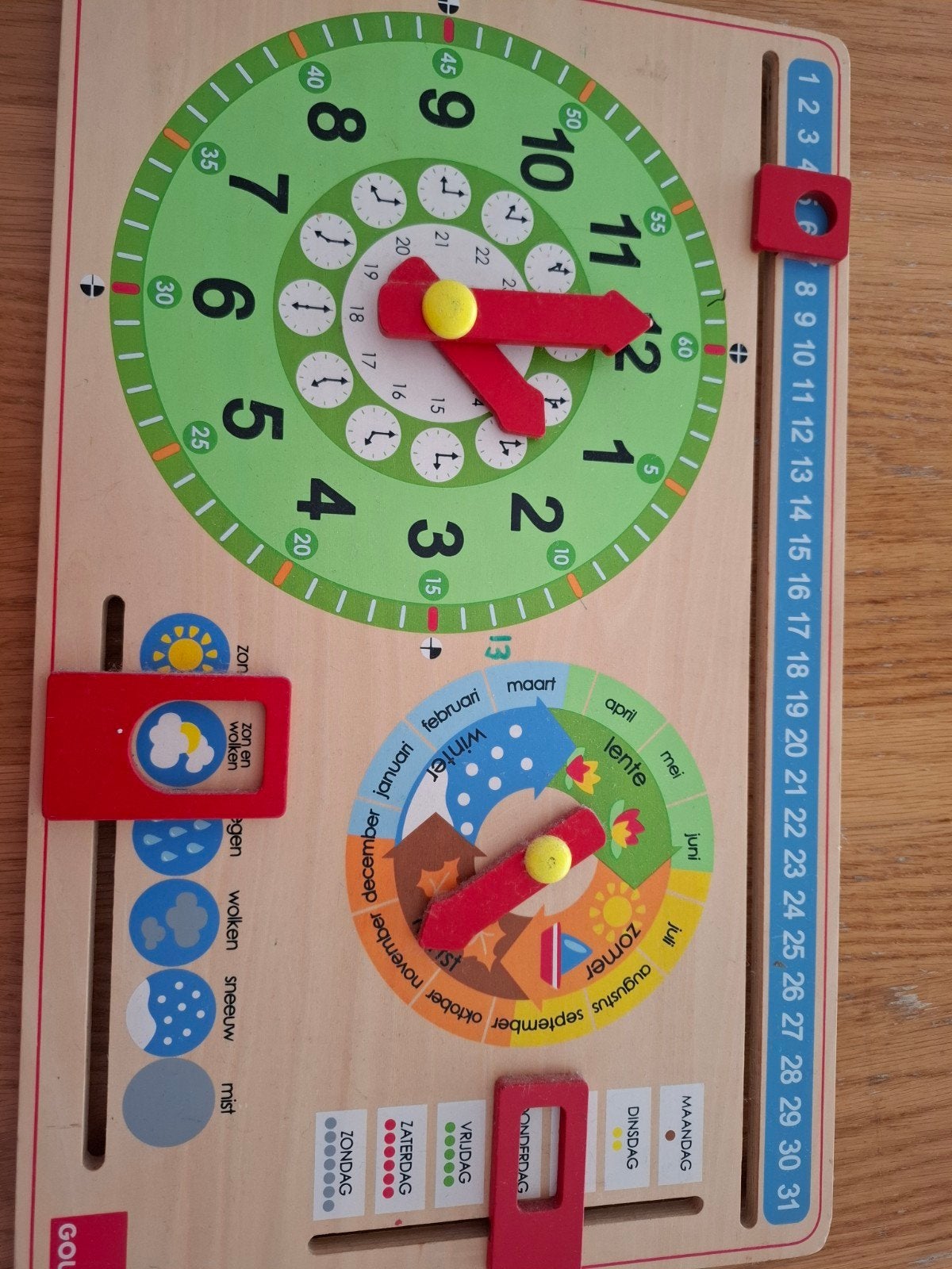 Goula educatieve houten kalender/klok, Ophalen, Zo goed als nieuw