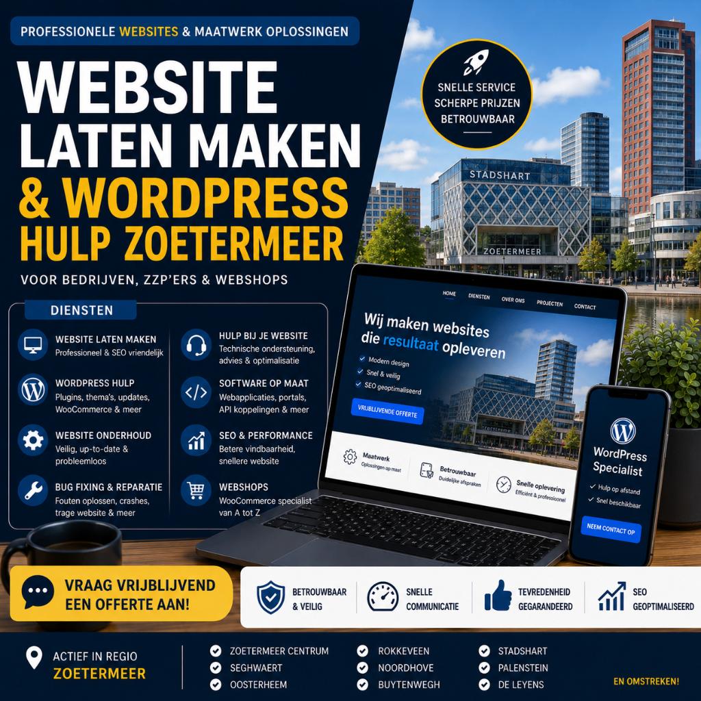 Website Laten Maken & WordPress Hulp Zoetermeer, Vacatures, MBO, 33 - 40 uur, Geschikt als bijbaan, Starter