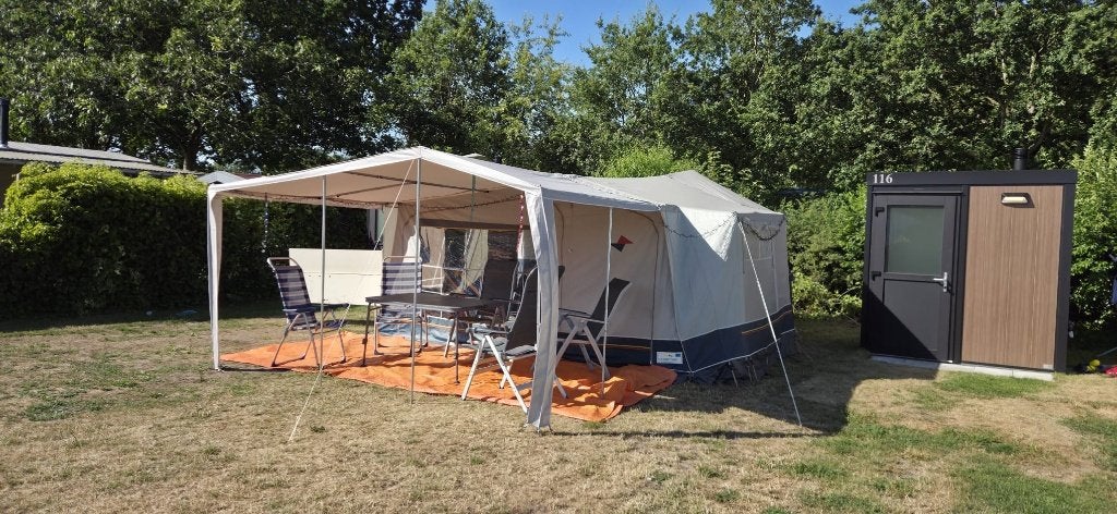 Gerjak tago Vouwwagen compleet + verloopstekker + grondzeil, Caravans en Kamperen, Vouwwagens, Blauw, Aanwezig, Tot en met 6, Ophalen