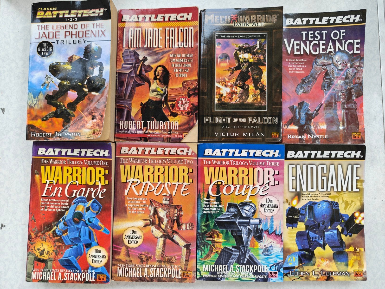 8 battletech books (English) Jade Falcons / Warrior trilogy, Ophalen of Verzenden, Boek of Catalogus