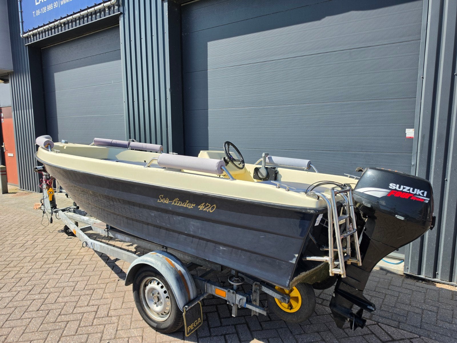 Prachtige Sea-Finder 430 + Suzuki 9,9PK 4 Takt, Watersport en Boten, Gebruikt, Rondzit, Vissloep, Ophalen of Verzenden