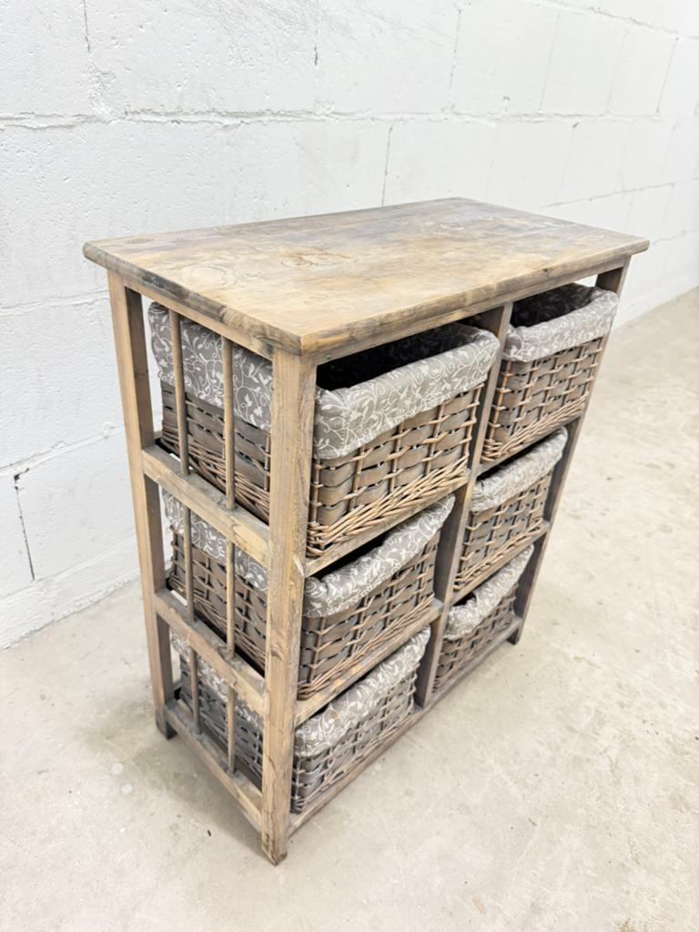 Ladekast, Hout, 6 rotan manden met voering, Ophalen, 5 laden of meer, 50 tot 100 cm, Zo goed als nieuw