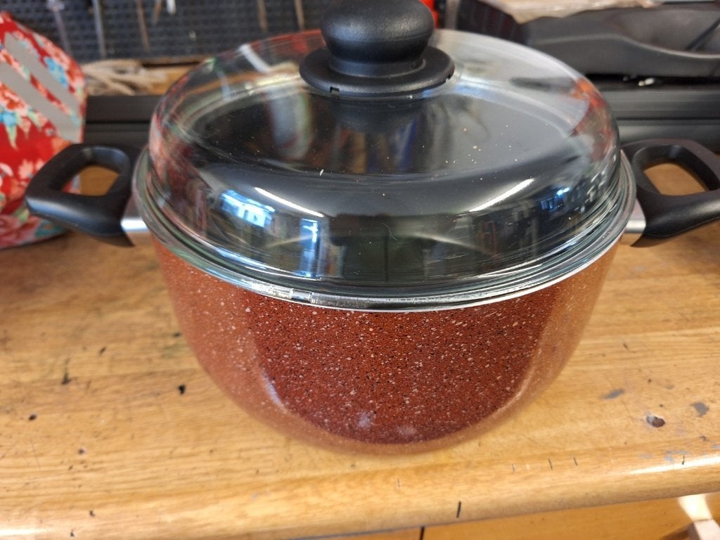 Pan 1 Liter met glazen deksel, Huis en Inrichting, Keuken | Potten en Pannen, Ophalen, Met deksel, Zo goed als nieuw, Rvs