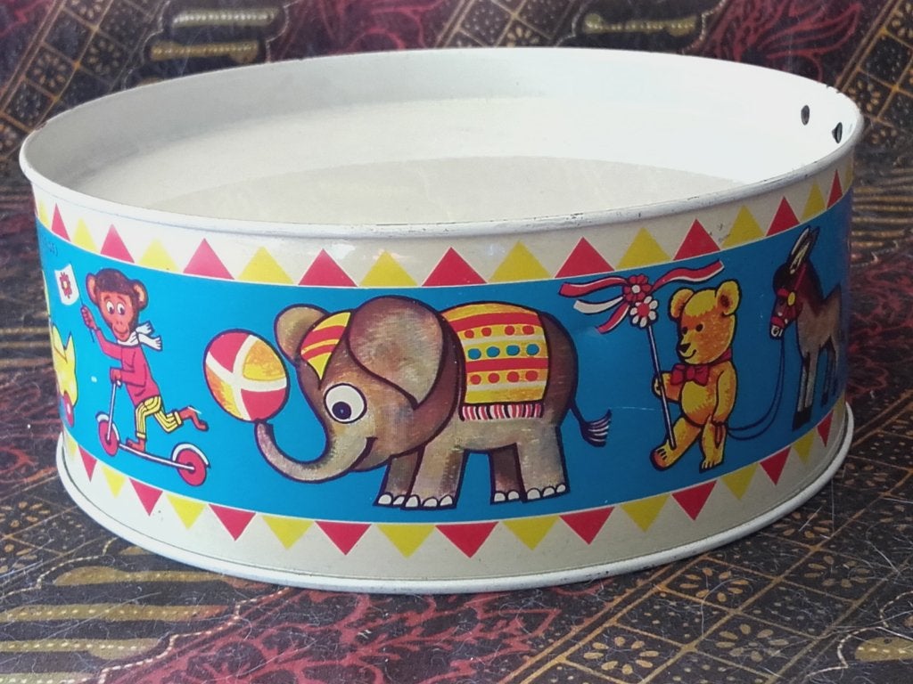 Trommel van blik oud vintage speelgoed uit Duitsland 16,3 cm, Antiek en Kunst, Antiek | Speelgoed, Ophalen of Verzenden