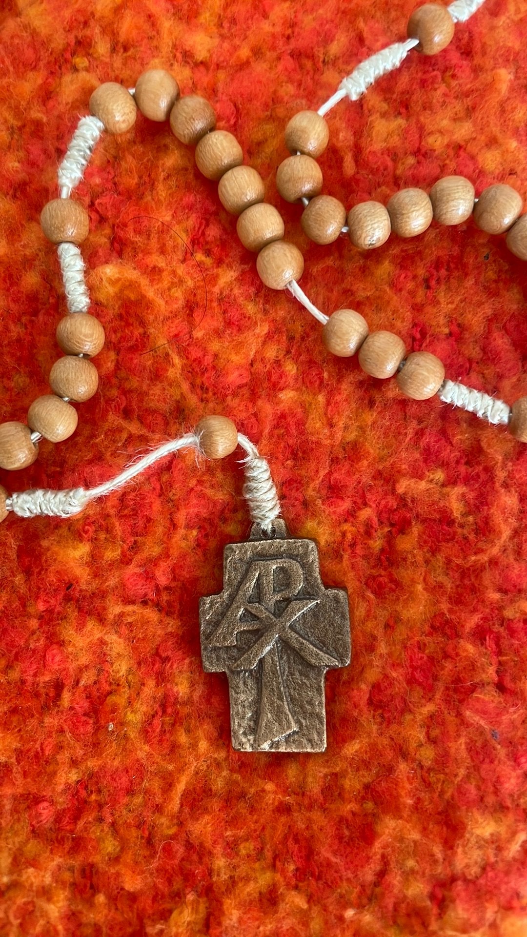 Rozenkrans met koperen kruisje, Verzamelen, Ophalen of Verzenden, Gebruikt, Overige religies