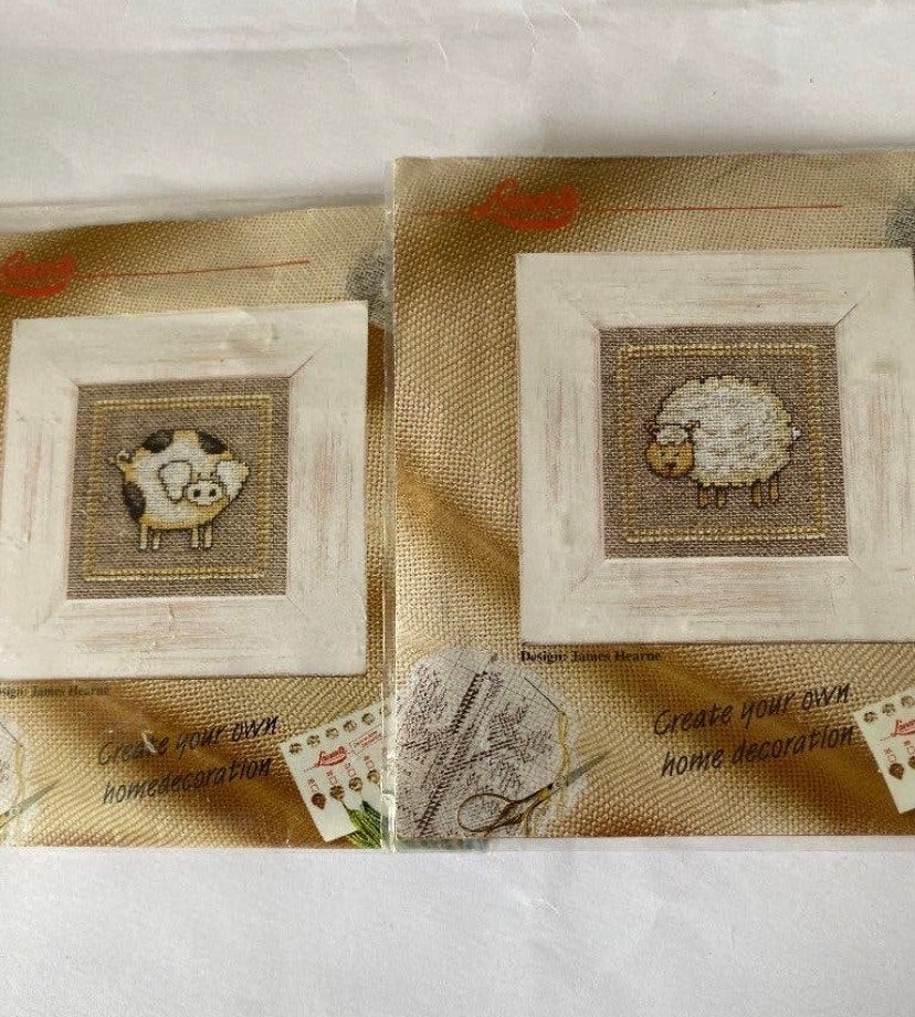BORDUURPAKKET LANARTE SCHAAPJE + VARKENTJE, Ophalen of Verzenden, Nieuw, Handborduren, Borduurpakket