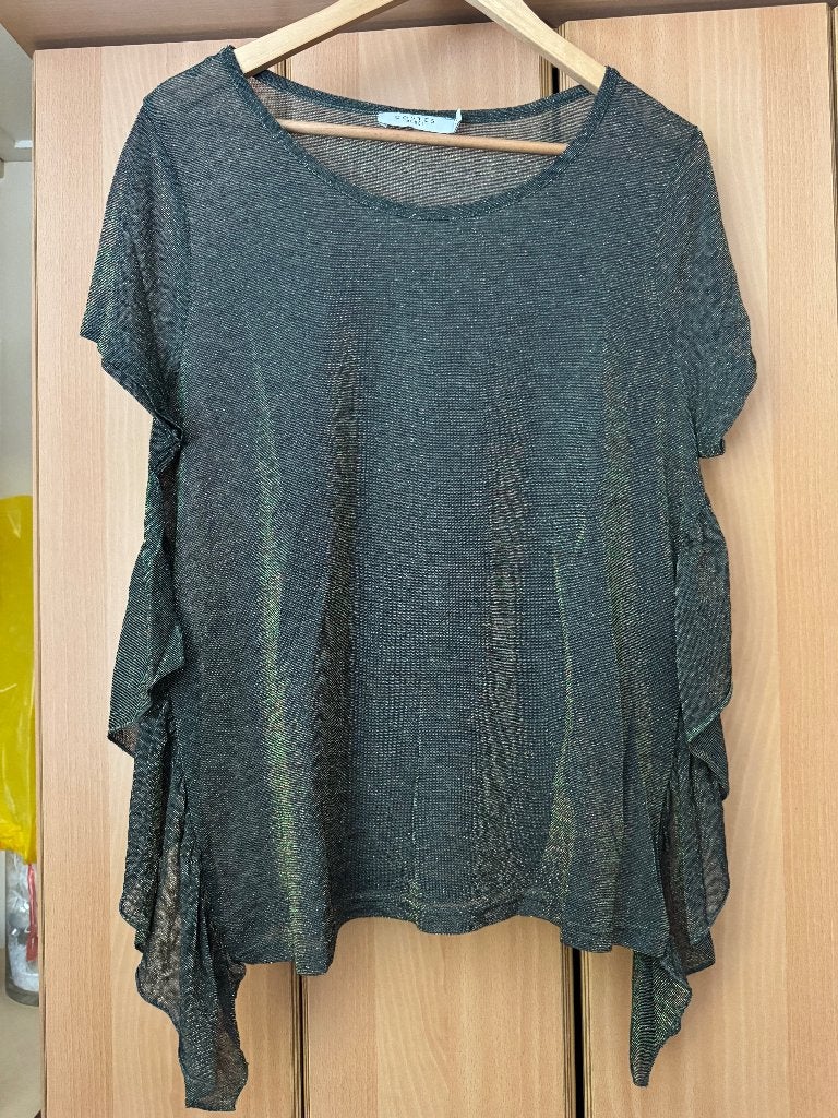 Groene top met allerlei glitter kleuren Costes, Kleding | Dames, Maat 46/48 (XL) of groter, Ophalen of Verzenden, Zo goed als nieuw