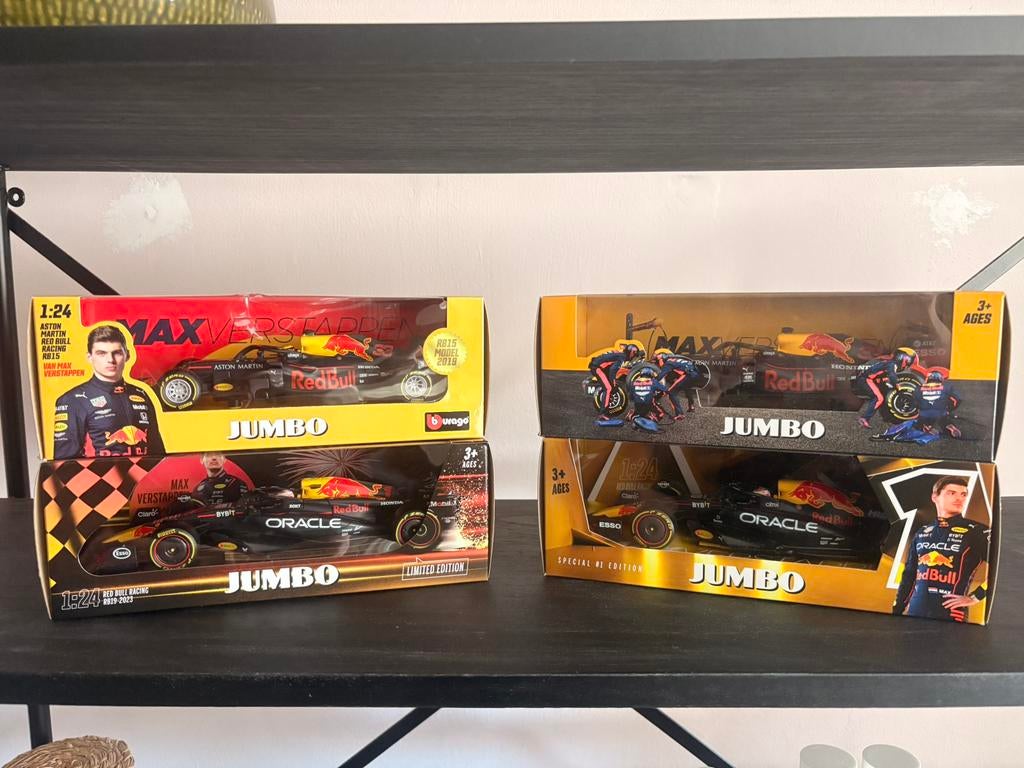 4x jumbo Max Verstappen auto, Ophalen, Zo goed als nieuw, Bburago