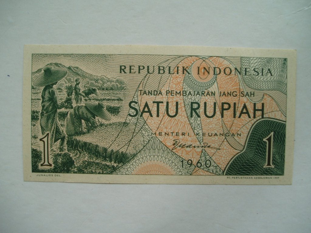 864. Indonesia, 1 rupiah 1960 UNC Rice Harvest., Verzenden, Zuidoost-Azië, Los biljet